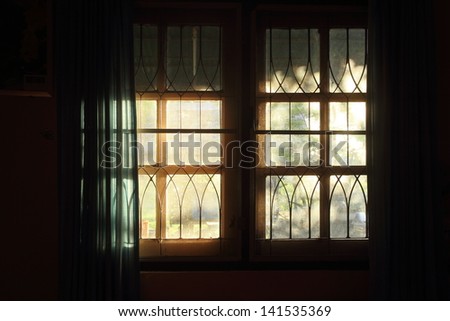Sunlight through paned window