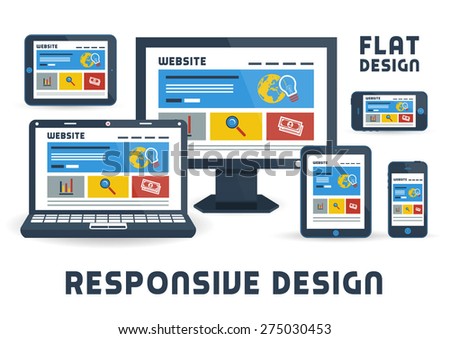 Collection of flat modern devices and responsive design