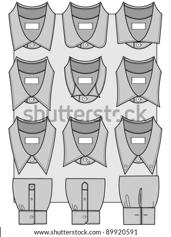 Shirt Collars And Cuffs Vector Illustration - 89920591 : Shutterstock
