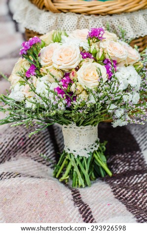beautiful decor. Wedding arrangement of roses and other flowers.