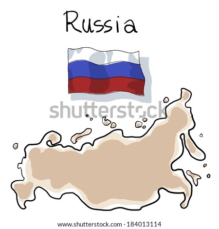 flag and map of Russia painting