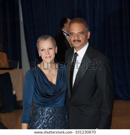 WASHINGTON - APRIL 28: Attorney General Eric Holder and wife Sharon Malone arrive at the White House Correspondents Dinner April 28, 2012 in Washington, D.C.