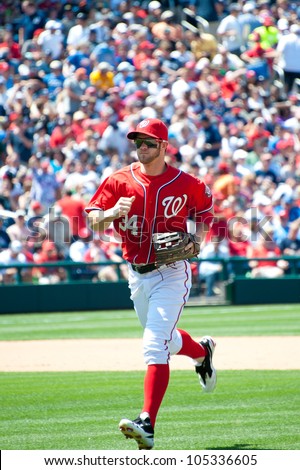 WASHINGTON - JUNE 16:  Bryce Harper during the sold-out Washington Nationals - New York Yankees game, which the Yankees won after 14 innings of play, on June 16, 2012 in Washington, D.C.