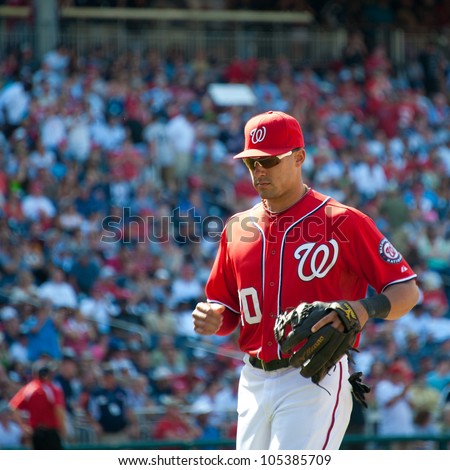WASHINGTON - JUNE 16:  Ian Desmond during the hard-fought Washington Nationals Ã¢Â?Â? New York Yankees game, which the Yankees won after 14 innings of play, on June 16, 2012 in Washington, D.C.