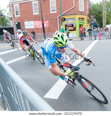 RICHMOND, VIRGINIA   SEPTEMBER 25: A cyclist competes in the under-23 men\'s road race at the UCI Road World Championships on September 25, 2015 in Richmond, Virginia
