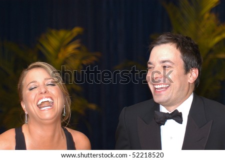 WASHINGTON MAY 1 - Jimmy Fallon and wife Eve Mavrakis share a laugh at the White House Correspondents Association Dinner May 1, 2010 in Washington, D.C.