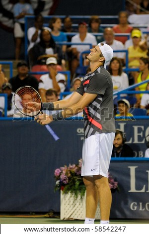 WASHINGTON - AUGUST 5: John Isner (USA) is frustrated during his losing match to Xavier Malisse (BEL, not pictured) at the Legg Mason Tennis Classic on August 5, 2010 in Washington.