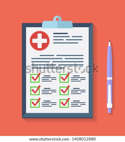 Medical report, Prescription, checkup Icon. Vector checklist health clipboard