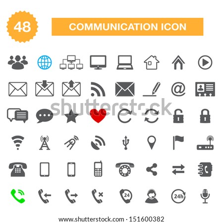 Communication icons for web - vector internet icons set