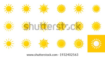 Sun Icons set. Vector illustration sun rays