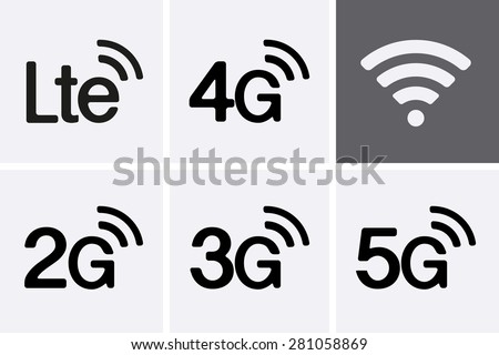LTE, 2G, 3G, 4G and 5G technology icon symbols