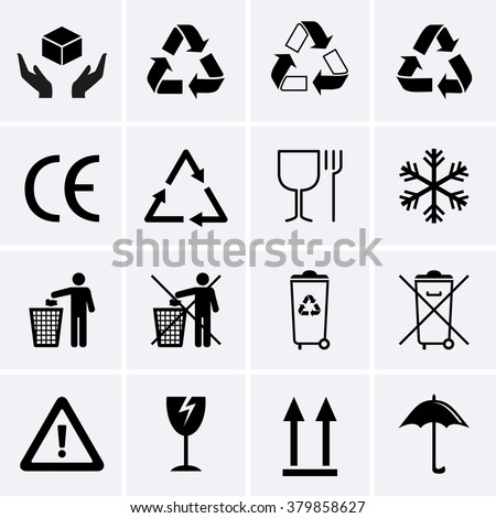 Recycling Icons. Waste Recycling. Packaging Symbols. Stock Vector ...