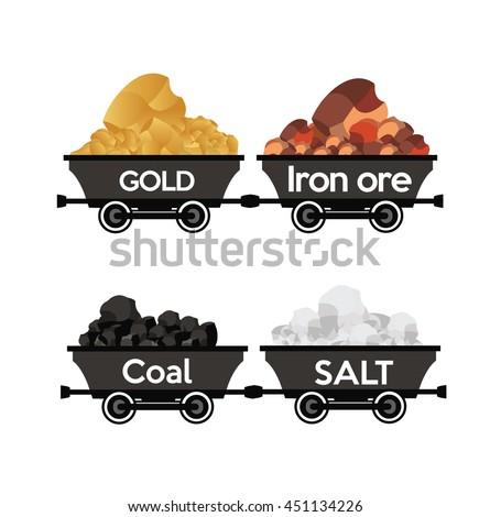 Gold,Iron ore,coal,salt wagons