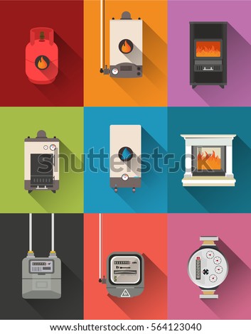 Electric meter,gas meter,gas tank,gas boiler,fireplace,water meter,Stove