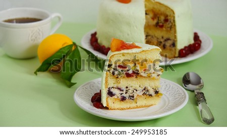 Cassata cake (Cassata siciliana) - traditional sweet from Palermo and Messina for Easter, Sicily, Italy