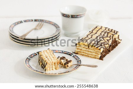 Esterhazy cake - almond chocolate cake, popular in Hungary, Austria and Germany. Named in honor of the Hungarian diplomat Antal Pal Esterhazy
