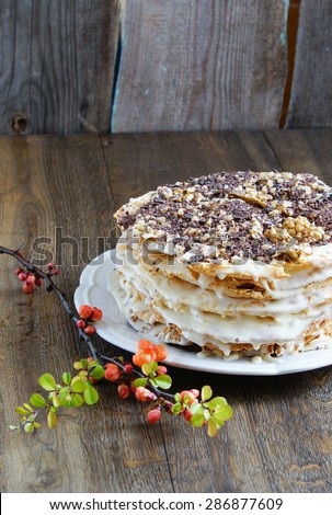 Napoleon cake - many layers cake with cream