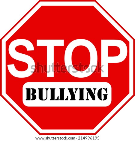 An octagonal Stop sign vector in red and white with Bullying caption. 
