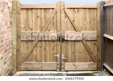 Similar – Image, Stock Photo Wooden gate close up in evening sun