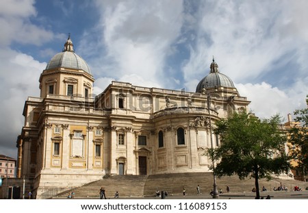 ROME,ITALY - JUNE 4: Basilica di Santa Maria Maggiore in Rome, Italy at June 4, 2012. Basilica, located in Italian territory, is owned by Vatican and enjoys extraterritorial status similar to embassy.