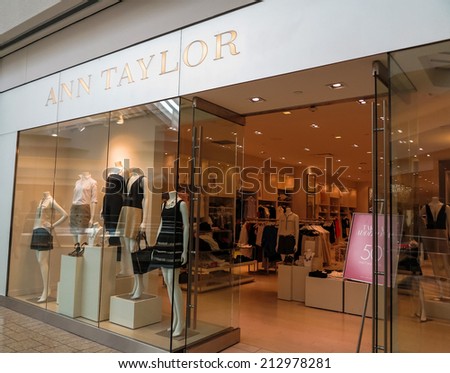 DENVER, USA - JUNE 25, 2014: View at Ann Taylor store in Denver. Ann Inc. is an American group of specialty apparel retail chain stores for women founded at 1954.