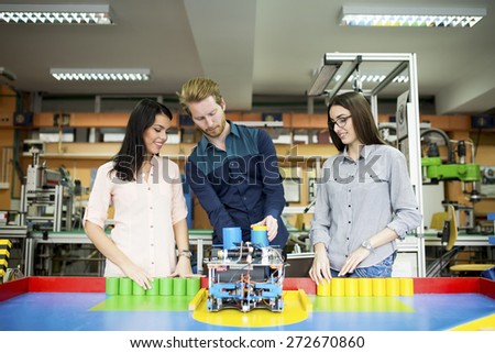 Young people in the robotics classroom