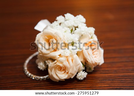 Close view at the floral wedding decorations