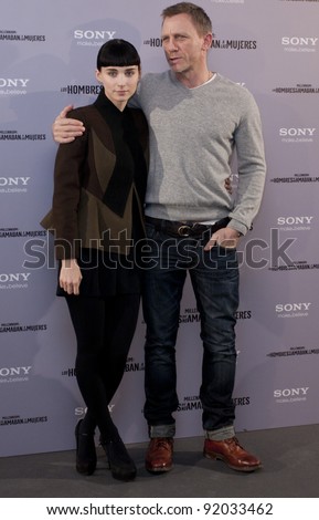 MADRID, SPAIN - JANUARY 04: Bristish actor Daniel Craig and actress Rooney Mara present \'The Girl With The Dragon Tattoo\' at Villamagna hotel on January 4, 2012 in Madrid, Spain.