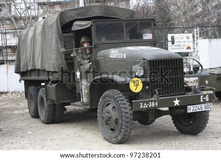 MADRID - MARCH 5: US Army vehicle. Reconstruction of World War II by the \