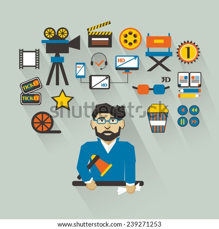 Profession of people. Flat infographic. Filmmaker