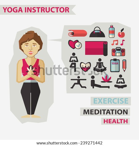 Profession of people. Flat infographic. Yoga instructor