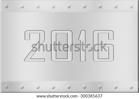 stainless steel brushed metal plaque with the numbers 2016 engraved on it