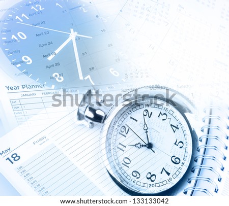 Clock faces, calendar dates and diary