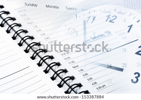 Clock, diary and calendar page