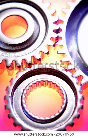 Closeup of three gears