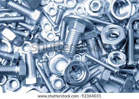 Assorted nuts and bolts closeup