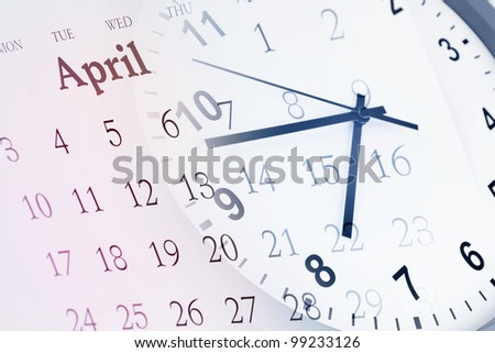 Clock face and calendar composite