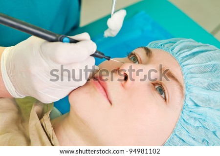 Cosmetology medical operation on face by plastic surgeon