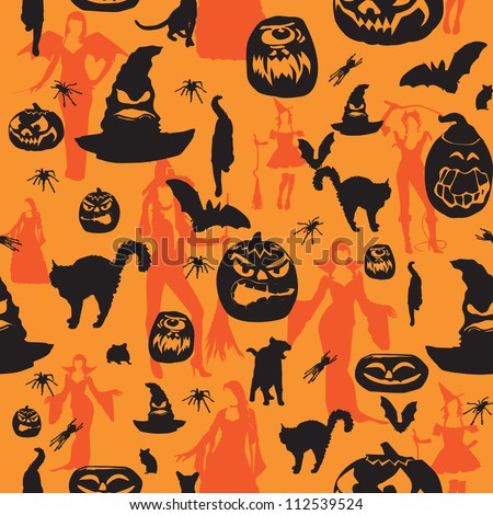 Seamless background with the symbols of the holiday Halloween