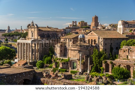 Romos Forumas as seen from Palatine Hill, Rome, Italy