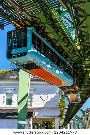 Image, Stock Photo Wuppertal suspension railway, monorail above the Wupper.