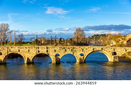The Pont Vieux, a bridge over the Orb in Beziers, France