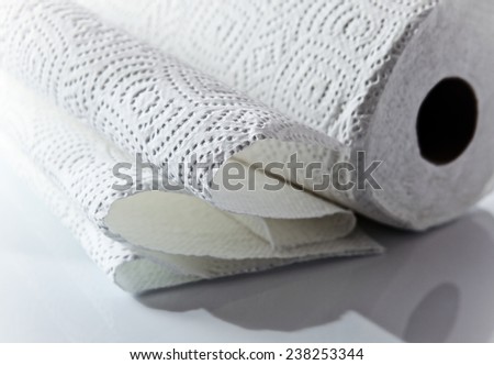 white paper towel  on  white reflective background