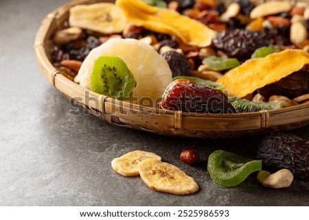 Similar – Image, Stock Photo Variation of nuts in a bowl on a beige linen tablecloth. Top view.