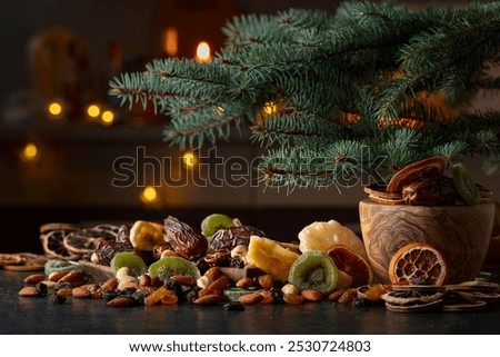 Similar – Image, Stock Photo Variation of nuts in a bowl on a beige linen tablecloth. Top view.