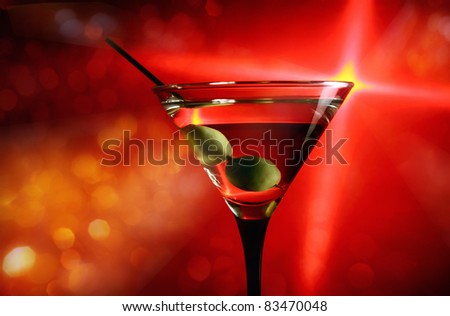 Similar – Image, Stock Photo Red cocktail with olive and lemon