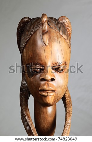 Traditional wooden sculpture from Africa. Nigeria.