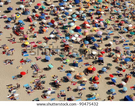 Similar – Foto Bild Menschenmenge am Strand, Luftaufnahme im Sommer