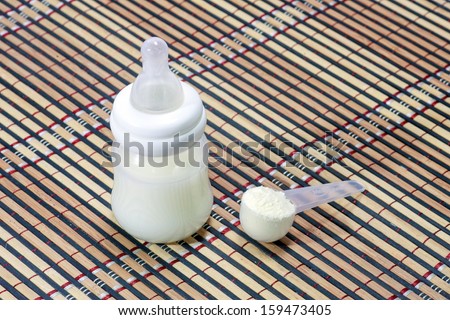 baby\'s feeding bottle with a teat