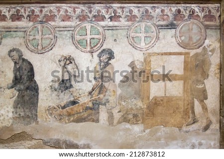 Gothic wall painting in Saint Barbara church, Kutna Hora